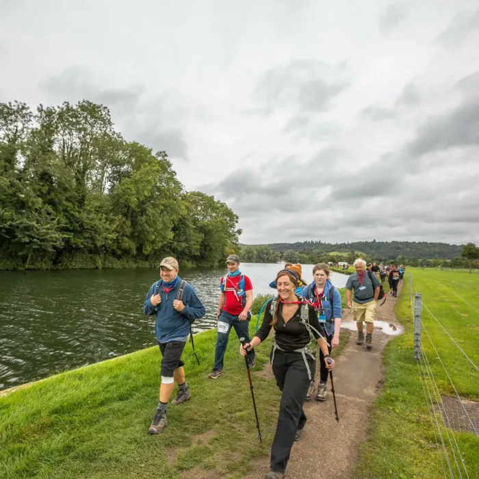 People walking the Thames Path Ultra Challenge.