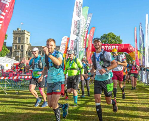 Ultra challenges at the start just setting off on their run, walk or jog. They