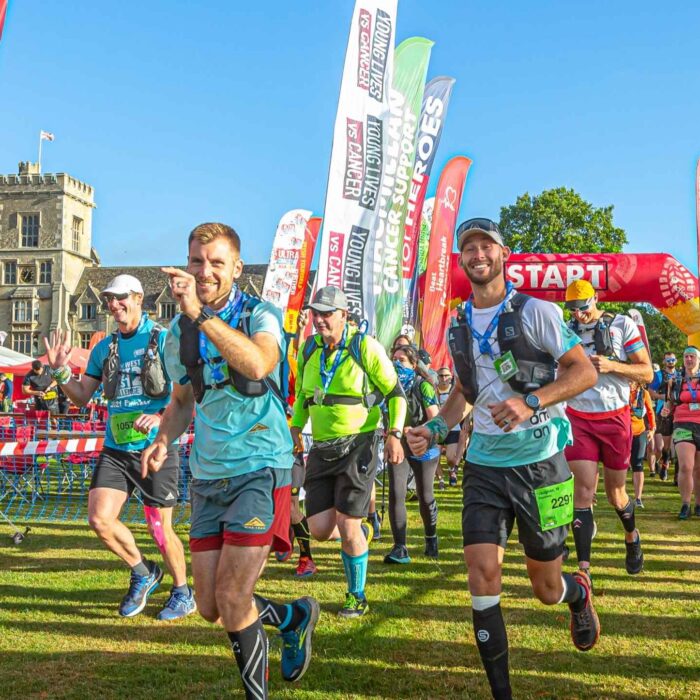 Ultra challenges at the start just setting off on their run, walk or jog. They