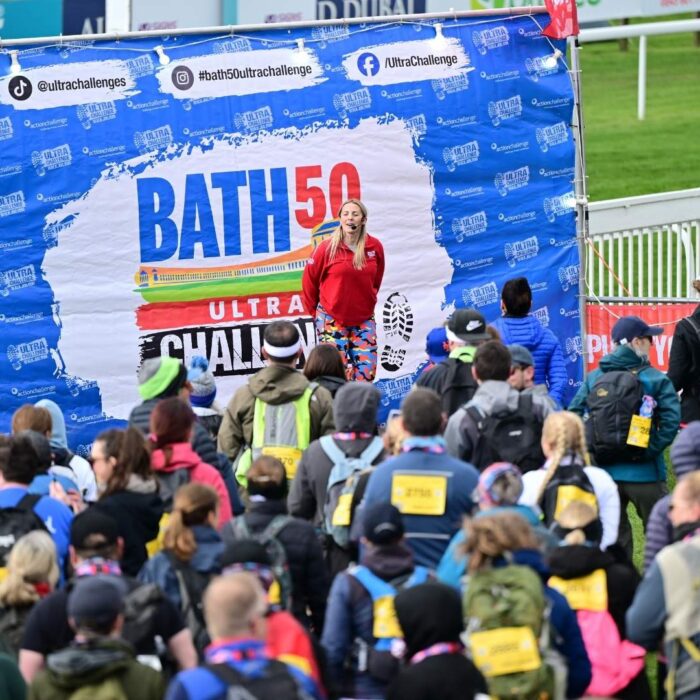 Challengers of the Bath 50 Ultra are being briefed at the start. They